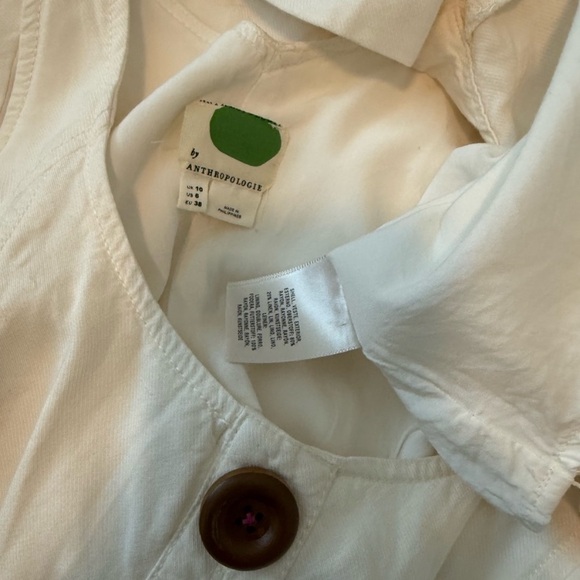 Anthropologie Antigua Linen Blend Button Up Pockets Shirt Dress White Cream 6 - Picture 7 of 7